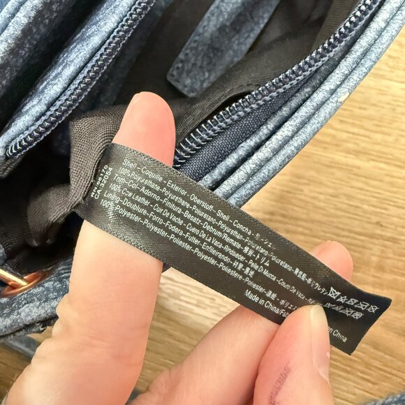 Free People Blue Faux Leather Fringe Bag Festival Bohemian - Picture 8 of 9